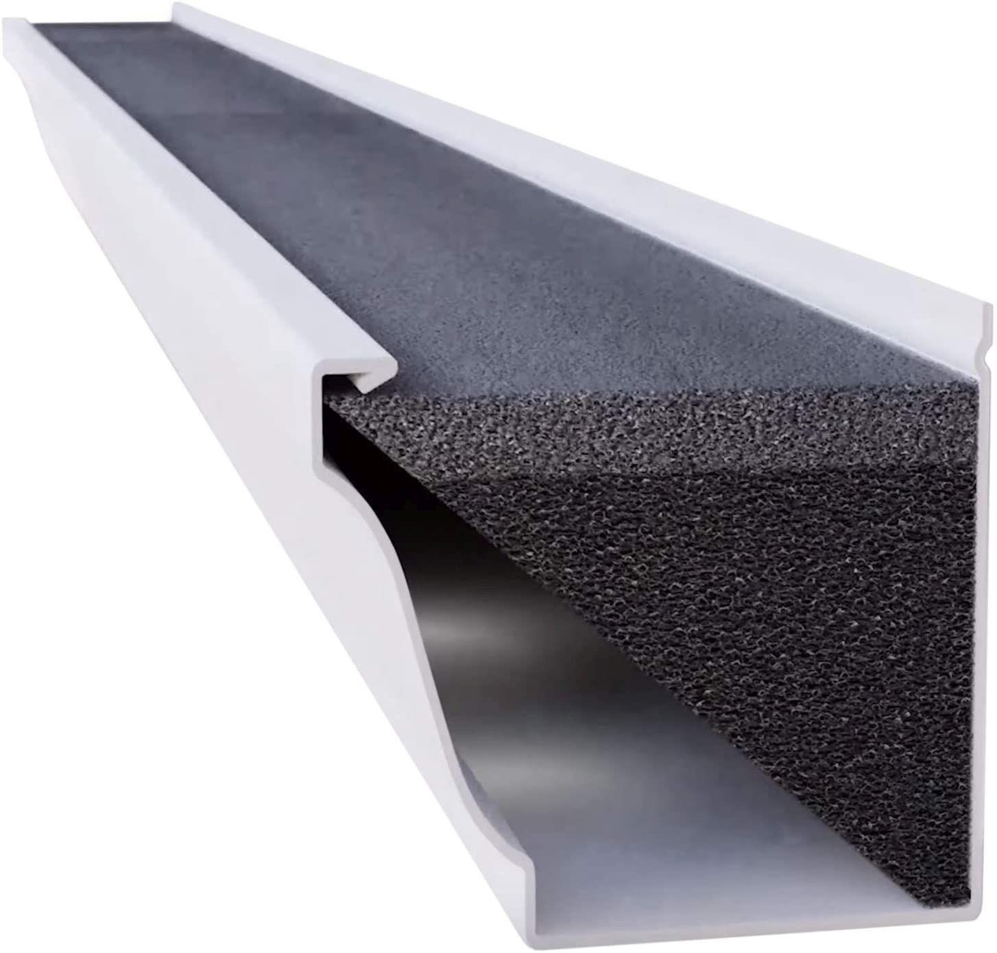 k-style gutters with foam debris protector