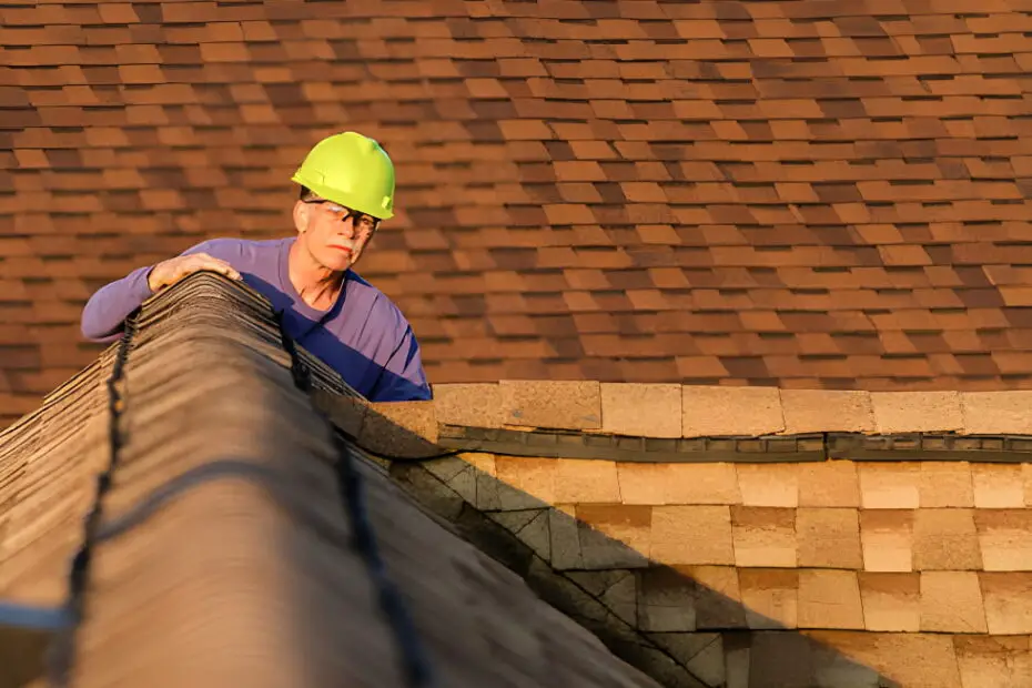 independent roof inspector examines a roof